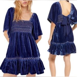 NWT Free People Easy to Love smocked velvet dress Size XL
